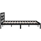  Posteljni okvir črn iz trdnega lesa 135x190 cm 4FT6, (20644066) | Shoptok.si