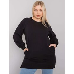 Fashion Hunters Women's black plus size cotton sweatshirt Cene