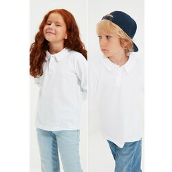 Trendyol White 2-Pack Unisex Polo Neck Knitted T-Shirt Cene