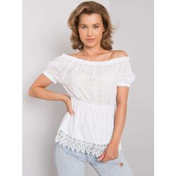 Fashion Hunters White openwork blouse Cene