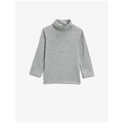 Koton Girls' Gray Stand Up Collar Basic Long Sleeve T-Shirt Cene