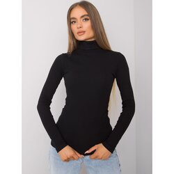 Fashion Hunters RUE PARIS Ladies' black, ribbed turtleneck Cene