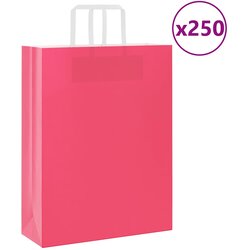 vidaXL Papirnate vrečke 250 kosov z ročaji roza 32x12x42 cm Cene