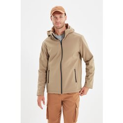 Trendyol Beige Men's Zippered Detachable Hooded Jacket Cene