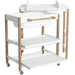 Qu-ax stol za previjanje s kadicom smart white naturel Cene