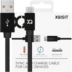 XQISIT BOMBAŽNI KABEL USB C 3.0 ČRN 1.8M ZA TELEFON IN TABLICO, (21980417) Cene