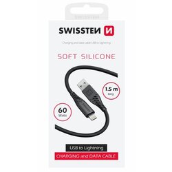 Swissten kabel USB/Lightning, SOFT SILICONE, 3A, 60W, 1.5m, crni Cene