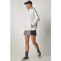  Women's White Hooded Raised Basic Sweatshirt Cijene