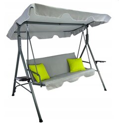 Garden Line Vrtna ljuljačka A‑TYPE 170 × 118 × 153 cm – Siva s jastučićima u lime zelenoj boji Cene