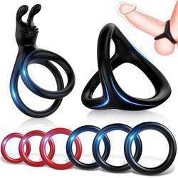SuperLove Be Hard Cock Ring Set Black Cene