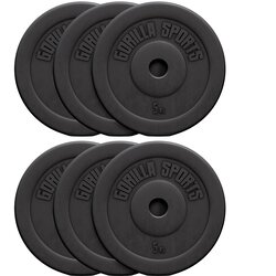 Gorilla Sports set tegova obloženih plastikom 6x5 kg crni Cene