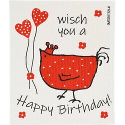 OWOSCHFETZN Gobasta krpa "Kokoš Berta - Happy Birthday" - Rdeča Cene