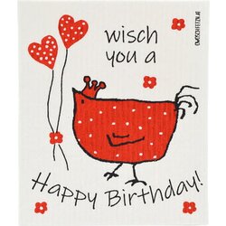 OWOSCHFETZN Spužvasta krpa "Henne Berta - Happy Birthday" - Crvena Cijene