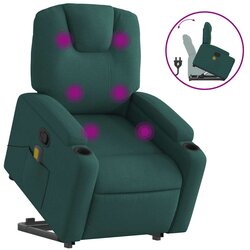 Maison Chic masažni naslanjač - Relax naslanjač s funkcijo vstajanja temno zeleno blago, (22061690) Cene