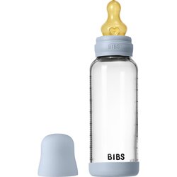 Bibs steklenička steklena lateks 240 ml, srednji pretok Baby Blue Cene