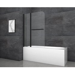 Aurlane zložljiva stena za kopalno kad black comfort 2 črna mat 100 cm x 140 cm Cene