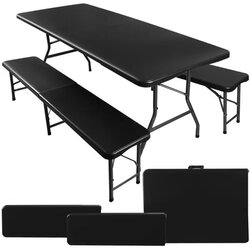 Gardlov Sklopivi vrtni stol 180 cm + 2 klupe - crni Cene