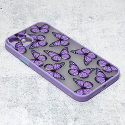 Telempire Maska za iPhone 14 Plus 6.7 sa leptirićima Matte Painted ljubičasta Cene