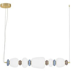 Nova Luce Bela/v zlati barvi kovinska LED zatemnitvena viseča svetilka s porcelanastim senčilom/s steklenim senčilom Palo – Cene