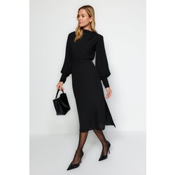 Trendyol Black Midi Knitted Dress with a Slit Cijene