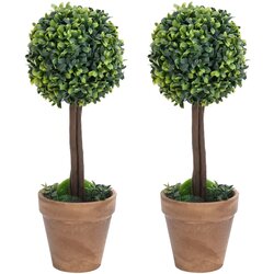 vidaXL Umetna rastlina pušpan 2 kosa z lonci okrogle oblike 56 cm Cene