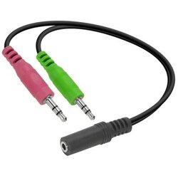 Audio adapter jack Speedlink, male 2×3,5mm 3-pin to female 3,5mm 4-pin, black adapter za slušalice SL-170305-BK Cene