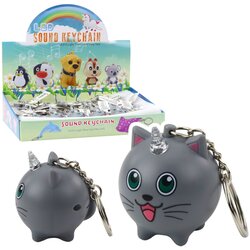 Backpack Keychain Kitten Unicorn Horn LED Sounds Gray Cene