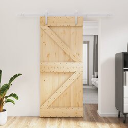 vidaXL Drsna vrata s kompletom vodil 90x210 cm trdna borovina Cene