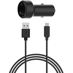 XQISIT Auto punjač 2.4A s 1x USB - A portom i USB - Micro kabelom - Crna KP36387 Cene