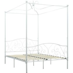 Maison Chic posteljni okvir - dvoposteljna postelja - zakonska postelja z ogrodjem za baldahin bel kovinski 120x200 cm, (21694989) Cene