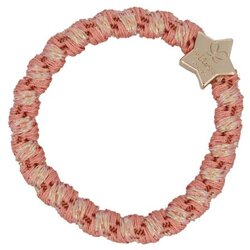 By Eloise London Woven Gold Star Coral Pink elastika za lase Cene