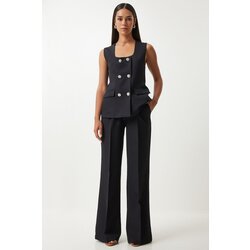 Happiness İstanbul Women's Black Square Collar Woven Vest Trousers Suit Cijene