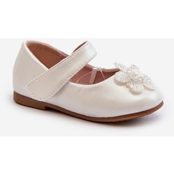 PE1 Children's ballet flats with velcro fastening and decoration White Serinde Cene