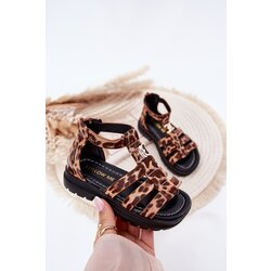 Boto Girls Gladiator Sandals With Gold Detail Panther Print Vesira Cene