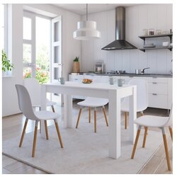  Blagovaonski stol bijeli 120 x 60 x 76 cm od iverice Cijene