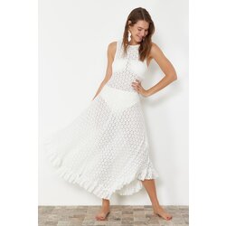 Trendyol white fitted maxi knitted beach dress Cene