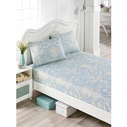 Aberto Design set čaršaf i 2 jastučenice Tuval, 160x200+20 cm , Plavo-krem Cene