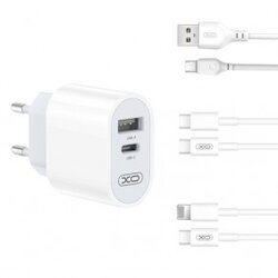 XO - L97 punjač sa ulazom USB+Type-c sa iPhone kablom Bela Cene