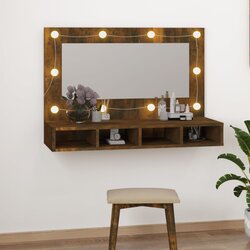 vidaXL Ormarić s ogledalom LED boja dimljenog hrasta 90 x 31,5 x 62 cm Cijene