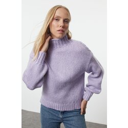 Trendyol Lilac Wide Fit Soft Textured Basic Knitwear Sweater Cene