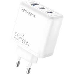 Ven-Dens GaN Brzi punjač s 3 - Portnim Izlazom - 65W - Bijela Cene