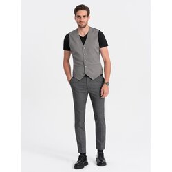 Ombre Men's jacquard casual vest without lapels - gray Cene