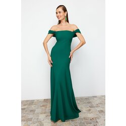Trendyol Emerald Green Straight Fitted Woven Evening & Graduation Dress Cene