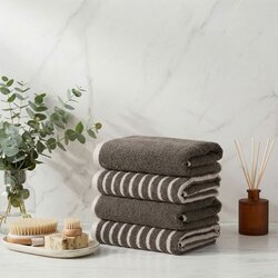Stripe Melange - Anthracite Anthracite Hand Towel Set (4 Pieces) Cene