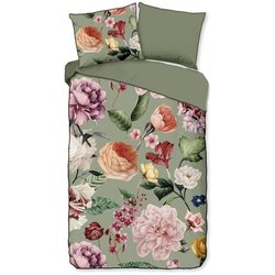 Descanso Zelena posteljina za krevet za jednu osobu/za produženi krevet od pamučnog satena 140x220 cm Fiori – Cene