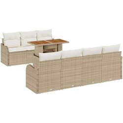 8 Dijelni Vrtni Sofa Set s Jastucima Bež Poly Rattan 2-Sjedalni Vrtni Sofa sa Skladištem i Jastucima Bež Poly Rattan Cene