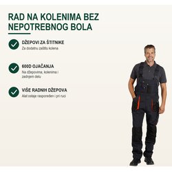 TEKTON PRO Radni polukombinezon Hammer, Tamnosivi Cene