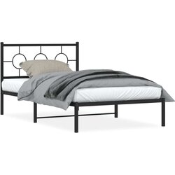 Metalni Kovinski posteljni okvir z vzglavjem črn 107x203 cm Cene