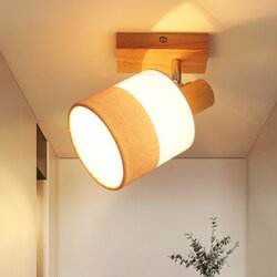 Nettlife vtična LED stropna svetilka z enojnim plamenom, hodniška svetilka – lesena stropna luč z vtičnico E14, vintage, 350° vrtenje, retro st, (5000491629) Cene