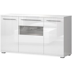 Jela Jagodina komoda K150-3KS/PN - kolekcija piano - bela lak/kristalno bela hg lak - 150x85x45 cm Cene